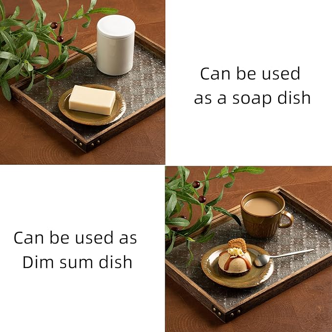 Ceramic Jewelry Tray Decorative Ring Holder and Trinket Dish for Women Wedding Engagement Birthday Gift for Her Jewelry Vanity Tray (brown)