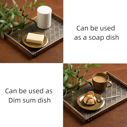 Ceramic Jewelry Tray Decorative Ring Holder and Trinket Dish for Women Wedding Engagement Birthday Gift for Her Jewelry Vanity Tray (brown)