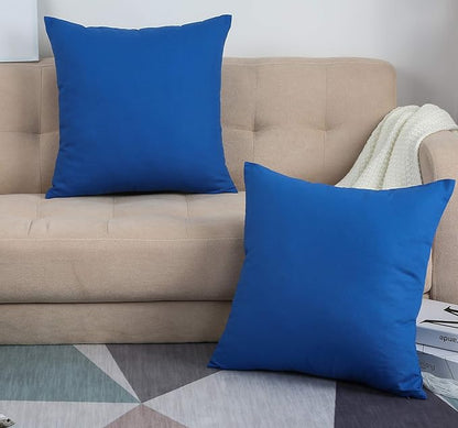 TangDepot Handmade Decorative Solid 100% Cotton Canvas Throw Pillow Covers/Pillow Shams, (26"x26", Bright Royal)