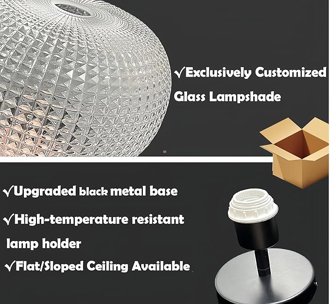 Black Semi Flush Mount Ceiling Light,Globe Glass Ceiling Lights,Bedroom Light Fixture,Entryway Light Fixture,Industrial Light Fixtures,Modern Lighting for Entryway,Foyer,Kitchen