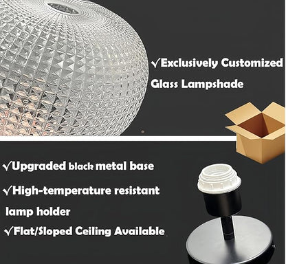 Black Semi Flush Mount Ceiling Light,Globe Glass Ceiling Lights,Bedroom Light Fixture,Entryway Light Fixture,Industrial Light Fixtures,Modern Lighting for Entryway,Foyer,Kitchen