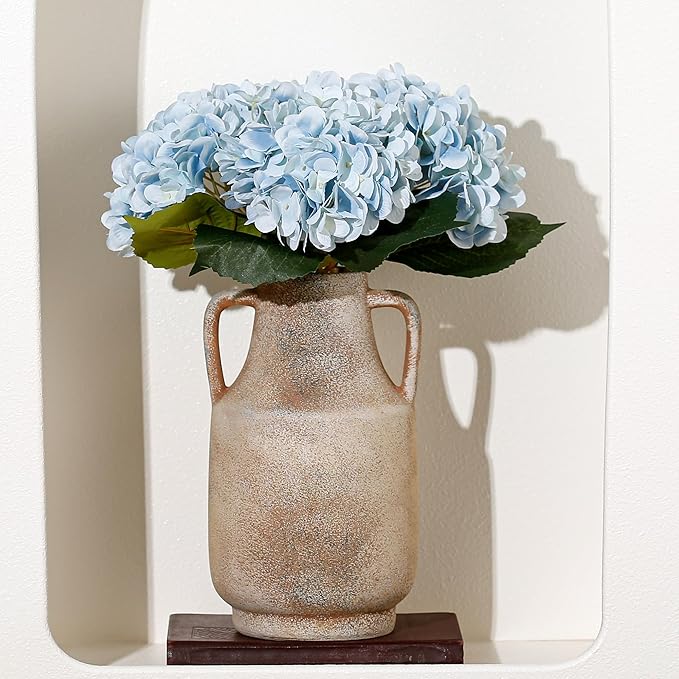 Ceramic Rustic Flower Vase, 10.94 Inch Pottery Modern Vase for Shelf, Tabletop, Vintage Farmhouse Home Decor for Coffee Table, Living Room, Mantle, Fireplace, Entryway