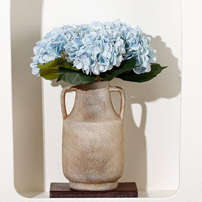Ceramic Rustic Flower Vase, 10.94 Inch Pottery Modern Vase for Shelf, Tabletop, Vintage Farmhouse Home Decor for Coffee Table, Living Room, Mantle, Fireplace, Entryway