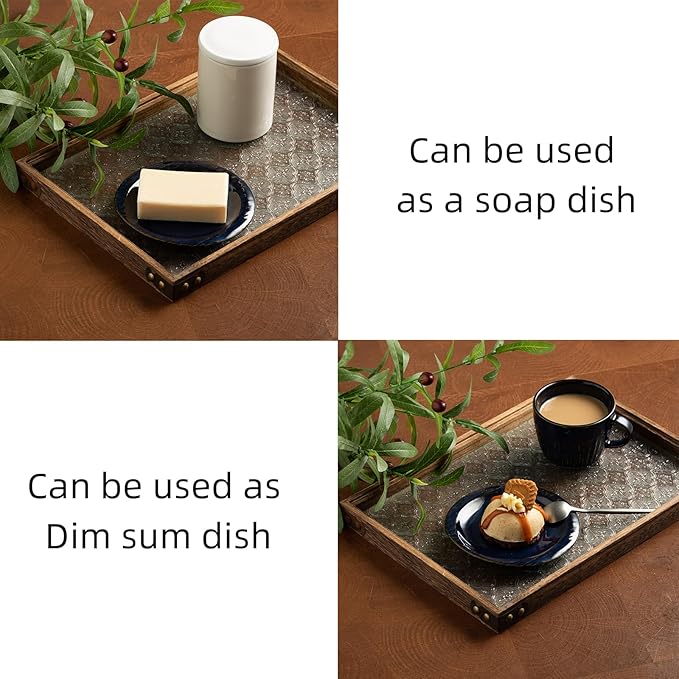 Ceramic Jewelry Tray Decorative Ring Holder and Trinket Dish for Women Wedding Engagement Birthday Gift for Her Jewelry Organizer Vanity Tray (blue)