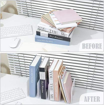 BAYTORY 2Pcs Acrylic File Holder Purse Organizer, Sturdy Desktop File Sorter Organizer, Binder Shelf for Office Desk Kitchen Shelf Closet (White)