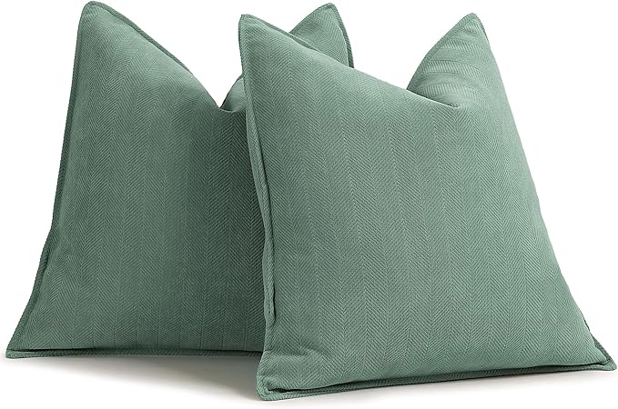 ZWJD Dusty Green Pillow Covers 20x20 Set of 2 Chenille Throw Pillow Covers with Elegant Design Soft and Luxurious Decorative Throw Pillows for Couch, Bed, and Home Decor