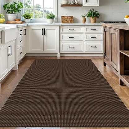IOHOUZE Washable Area Rug 5x7 Non Slip Rubber Backed Rugs for Living Room, Dining Room Rugs Bedroom Rug, Woven Indoor Floor Carpet for Living Room Nursery Office, Brown