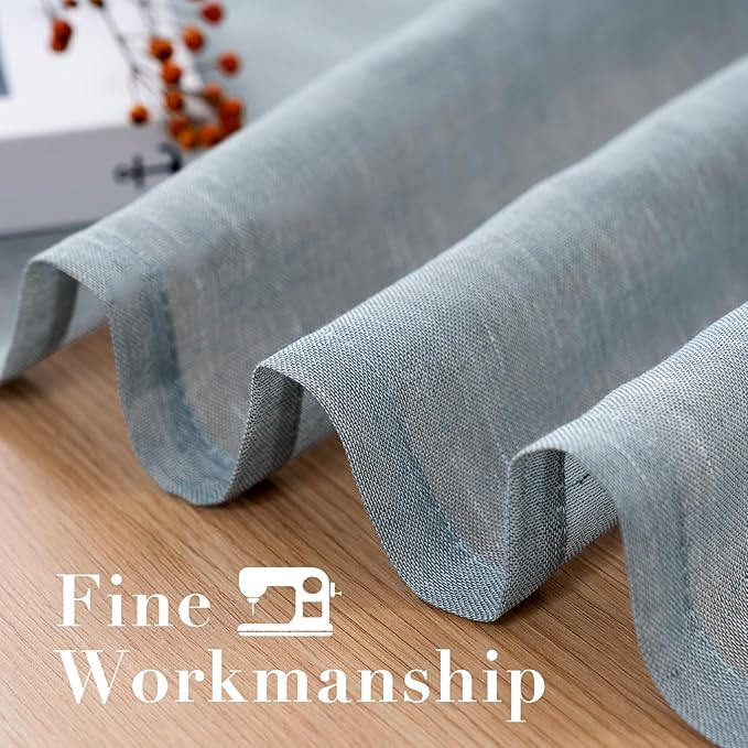 H.VERSAILTEX Linen Curtains Flax Linen Blended Curtain Panels for Living Room/Bedroom Semi Sheer Privacy Curtains 72 inch Length 2 Panels Set Nickel Grommet Window Drapes (52" W x 72" L, Teal)