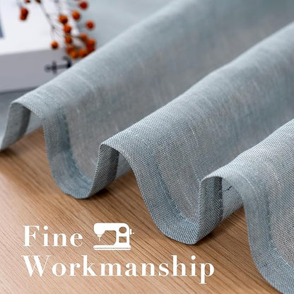 H.VERSAILTEX Linen Curtains Flax Linen Blended Curtain Panels for Living Room/Bedroom Semi Sheer Privacy Curtains 108 inch Length 2 Panels Set Nickel Grommet Window Drapes (52" W x 108" L, Teal)