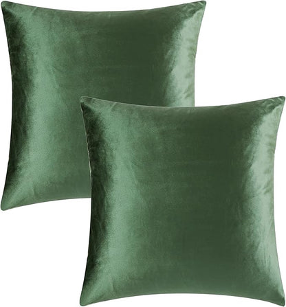 GIGIZAZA Velvet Throw Pillow Covers 24x24 Olive Green Pillows Couch Cushion Decorative Covers Set of 2 Pillow Covers for Bedroom Living Room