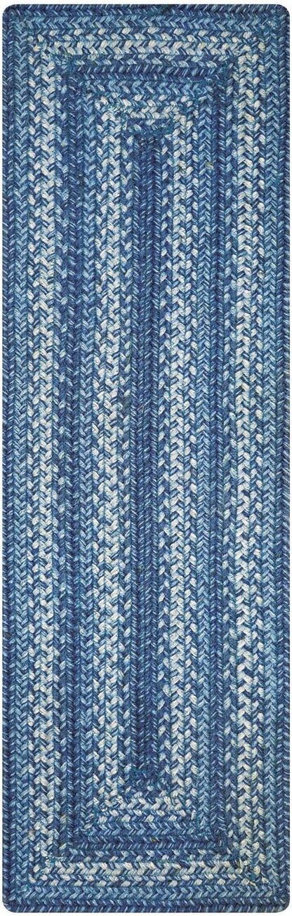 Homespice Denim Jute Braided Small Table Runners, Coastal Country Decor, Set of 2, Blue Rectangle 8x28 - Rich Colors, Easy to Clean, Durable and Protects Furniture