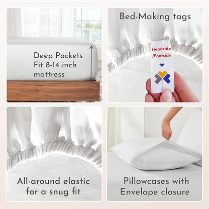 California Design Den Full Size Sheets Set - Natural 100% Cotton Sheets Full Size Bed with Deep Pockets, Soft Sateen Weave, Durable Bedding Set Ivory (Eggshell)