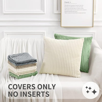 Simmore Decorative Spring Throw Pillow Covers 12x20 Set of 2, Soft Natural Plush Flannel Double-Sided Fluffy Lumbar Pillow Covers for Couch Sofa Living Room, Cream White