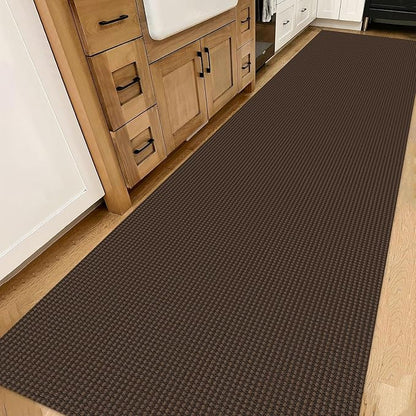 IOHOUZE Washable Exrea Long Hallway Runner Rug 3x14 Non Slip Rubber Backed Kitchen Runner Entryway Runner Indoor, Woven Rugs Floor Carpet for Kitchen Hall Entryway Stair,Brown