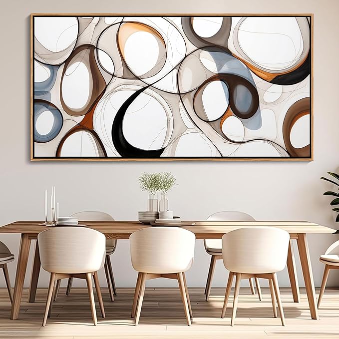 Large Wall Art for Lving Room-Textured Abstract Canvas Wall Art Framed Artwork for Walls Bedroom Wall Decor Above Bed Brown and Blacke Modern office Decorations 29×58IN