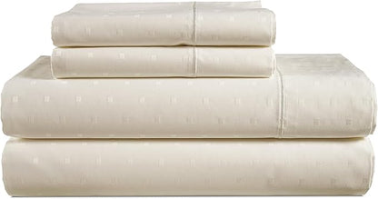 100% Egyptian Cotton King Size Sheets Set – Silky Sateen Weave for Warm Winter Comfort, Ultra Soft & Durable Christmas Sheets King Size, Snug Fit 15" Deep Pocket, Luxury Hotel Comfort at Home - Ivory