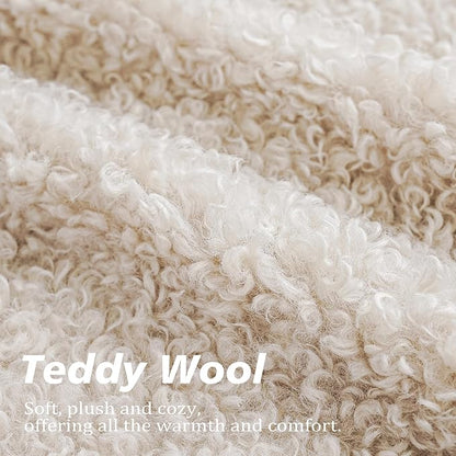 Foindtower 2 Pieces 20x20 Inch Neutral Cream, Faux Fur Throw Pillow Cover Accent Sherpa Pillow Fuzzy Soft Pillowcases Sheepskin Decorative Fleece Cushion Case for Bed Couch Living Room