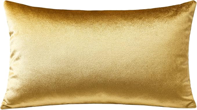 Artscope Luxury Velvet Pillow Covers Super Soft Decorative Rectangle Throw Pillow Covers Case Cushion Covers for Sofa Couch Bedroom Car Decor 12x20 Inch Shimmery Gold