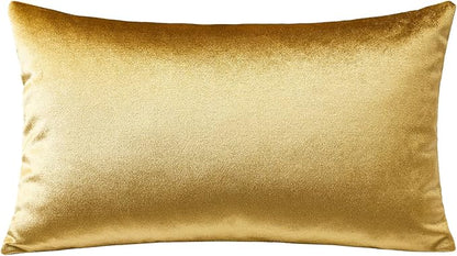 Artscope Luxury Velvet Pillow Covers Super Soft Decorative Rectangle Throw Pillow Covers Case Cushion Covers for Sofa Couch Bedroom Car Decor 12x20 Inch Shimmery Gold