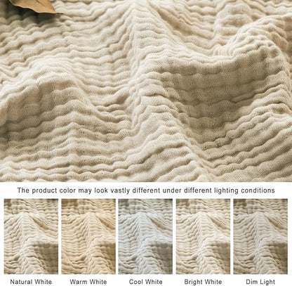 EMME Cotton Muslin King Blanket Big Oversized Bed Layering Bedspread Coverlet Light Tan Breathable Gauze Soft Lightweight Blankets (120"x94")