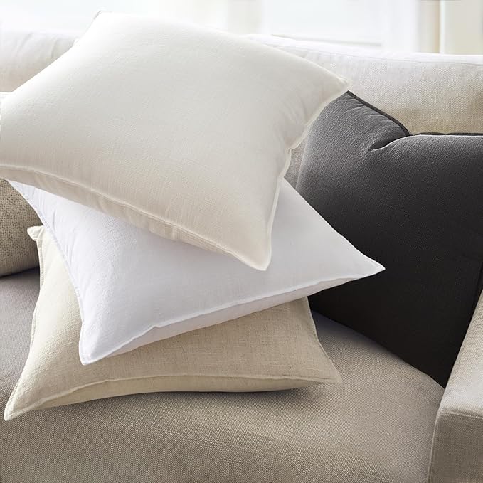 Gray Solid Linen Pillow Covers with Flange Design Soft Accent Boho Decorative Grey Throw Pillow Covers Pack of 4 Couch Pillowcases Farmhouse for Living Room Bed Sofa 16x16 Inch