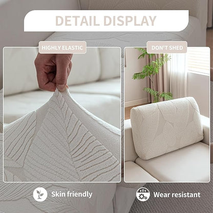 Couch Covers for Sectional Sofa, Washable Stretch Soft Sofa Cushion Covers L Shape Sofa Slipcovers Anti Slip Furniture Decor Protector for Pets (1PC Back Couch Cover,Ivory)