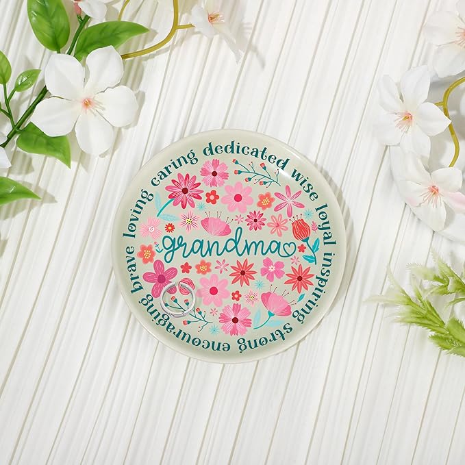JoycuFF Grandma Gifts for Birthday Christmas Mother's Day Jewelry Dish Tray Grandmother Birthday Gifts from Granddaughter Grandson