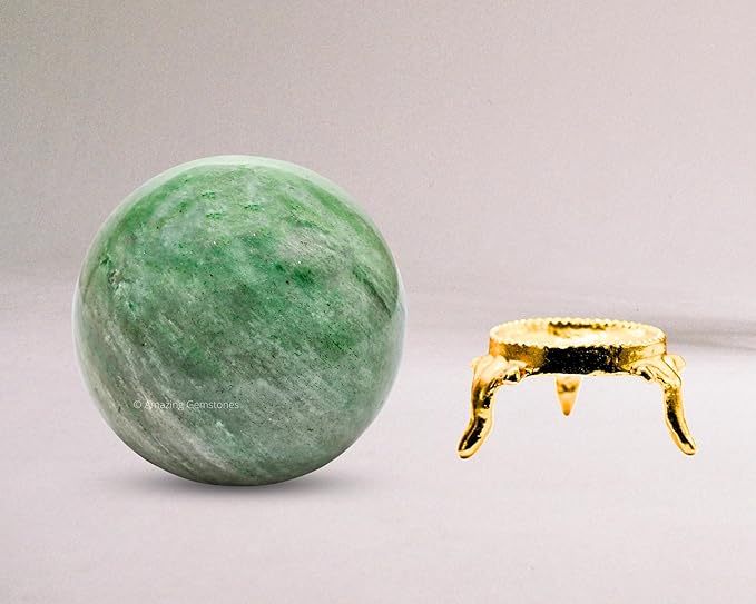 Amazing Gemstone Green Aventurine Crystal Ball with Stand - 2.5 Inches Large Crystal Sphere Meditation Balls for Witchcraft and Decorative Balls