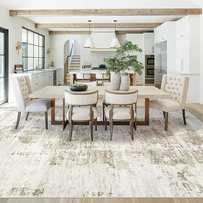 8x10 Area Rugs for Living Room, Washable Modern Abstract Large Area Rug Neutral Soft Non Slip Kids Rug Stain Resistant Indoor Carpet for Bedroom Nursery Dining Room Playroom Office(BeigeBrown, 8'x10')