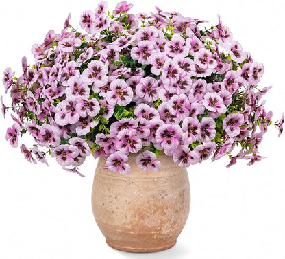 Artificial Flowers, 24 Bundles, Decorative Bouquets for Home, Wedding, Garden, Office Decor (Light Pink)