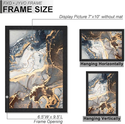 Engineered Wood 7x10 Picture Frame Set of 6, Black Frame for 7 x 10 Inch Picture Poster Photo, Light Weight 7 by 10 Frame with Wood-grain for Wall - 6 Pack/Black/7"x10"