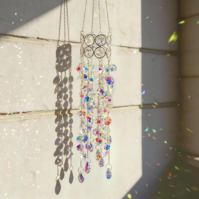 H&D HYALINE & DORA 19 Inch Garden Crystal Suncatchers Sun Catchers Indoor Window Gold-Plated Sun Catcher for Indoor Outdoor and Party Decor (Colorful)
