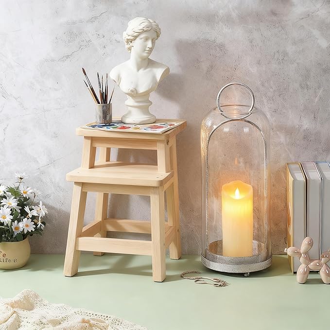 20" High Versatile Modern Metal Hurricane Lantern with Handmade Sturdy Glass Dome in Vintage White for Pillar Candle & Plants, Industrial, Farmhouse, Shabby Chic