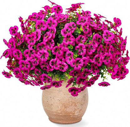 Artificial Flowers, 24 Bundles, Decorative Bouquets for Home, Wedding, Garden, Office Decor (Fuchsia)