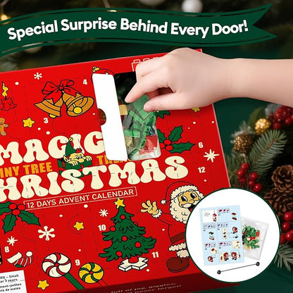 Christmas Advent Calendar 2025 for Kids: 12 Days Countdown Calendar Building Block Toys Set, Xmas Tree Ornaments Decor, White Elephant Christmas Gifts Stocking Stuffers for 6-10 Year Old Boys and Girls