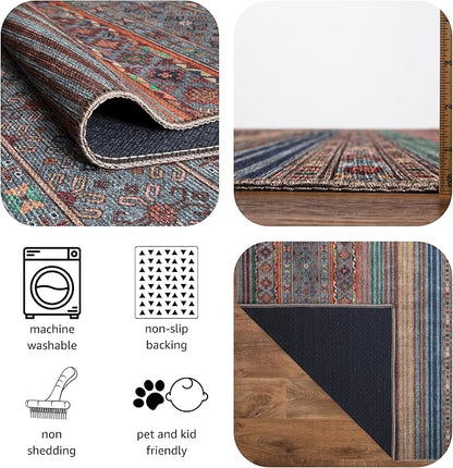 Keen Home Design 10x14 Rug - Machine Washable Area Rug with Non-Slip Backing, Ideal for Living Room, Dining Room, Bedroom - Vintage, Easy Clean, Durable, Low Pile Rug - (9'7" x 14')
