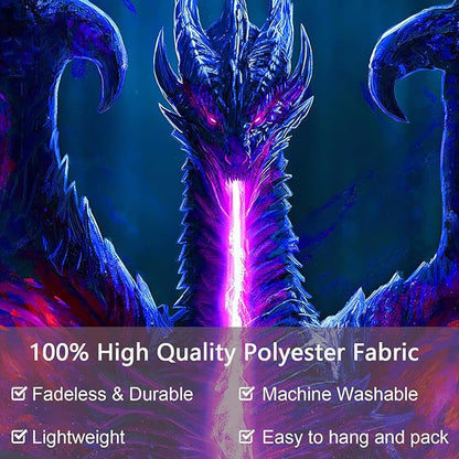 ADDWel Blacklight Dragon Tapestry, Cool Evil-Dragon Tapestry Glow In The Dark, UV Reactive Black Light Posters Wall Hanging for Bedroom Dorm Living Room Backdrop Decor