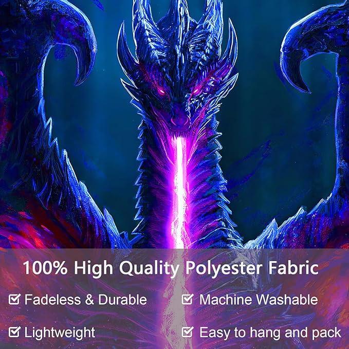 ADDWel Blacklight Dragon Tapestry, Cool Evil-Dragon Tapestry Glow In The Dark, UV Reactive Black Light Posters Wall Hanging for Bedroom Dorm Living Room Backdrop Decor