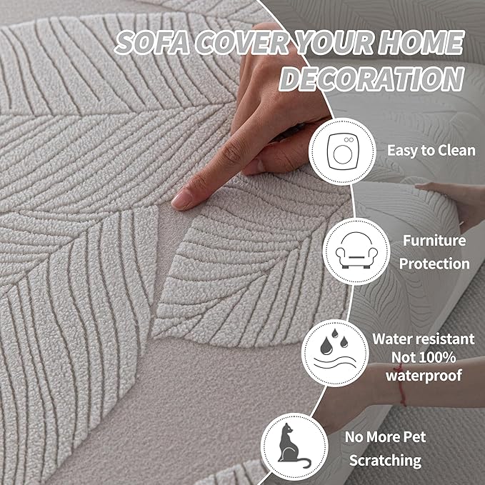 Couch Covers for Sectional Sofa, Washable Stretch Soft Sofa Cushion Covers L Shape Sofa Slipcovers Anti Slip Furniture Decor Protector for Pets (3 Seaters Covers+1 Chaise Cover,Light Gray)