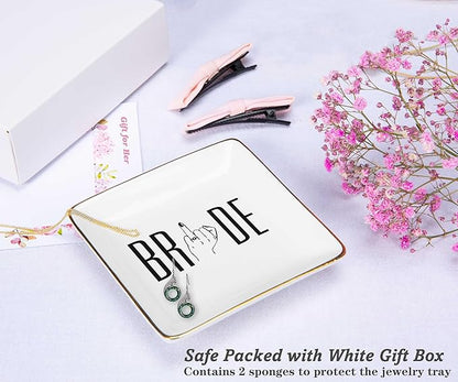 NZY Funny Engagement Gift for Bride,Newly Engaged Gift for Woman,Future Mrs,Bride to Be-Bridal Shower Gifts-Bachelorette Party Present for Women-Wedding-Ceramic Jewelry Tray Trinket Holder Ring Dish