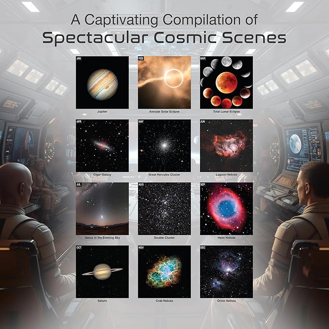 RED EMBER Astronomy 2026 Wall Calendar 12 Month | 12" x 24" Open | Thick & Sturdy Paper | Holiday Gift | Space Calendar 2026