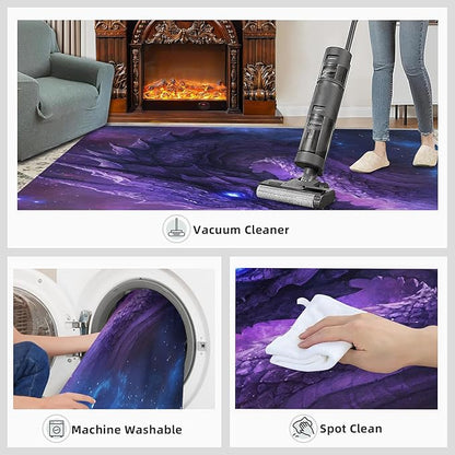 Dragon 5x6 Area Rug Starry Sky Washable Rugs for Living Room Bedroom, Fantasy Animals Soft Low Pile Non Slip Accent Floor Mat Print Throw Rug Indoor Carpet Dining Room Playroom