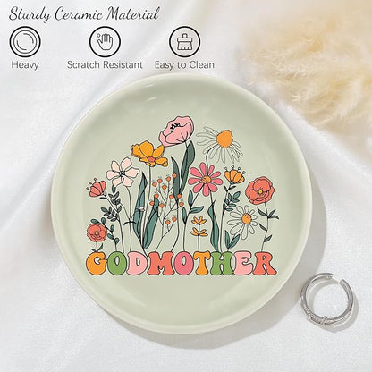 JoycuFF Godmother Proposal Gift Gifts Will You Be My Godmother Ceramic Trinket Jewelry Dish Gifts for Birthday Christmas
