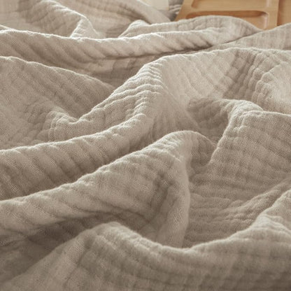 PHF 100% Cotton Muslin Throw XL Blanket Large 50" x 70", 4-Layer Lightweight Gauze Throw, Breathable Cloud-Soft Minimalist Blanket for Bed, Couch, Camping & Baby, Taupe, Ideal Gift