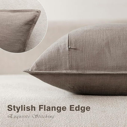 Foindtower Set of 2, Decorative Linen Soild Throw Pillow Covers Soft Accent Euro Cushion Case Farmhouse Neutral Pillowcase for Chair Couch Sofa Bedroom Living Room Home Decor 20 x 20 Inch Brown Tan