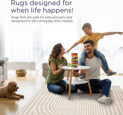 Abani Area Rug for Living Room -Nuevo 2' x 3' Beige Arch Pattern Area Rug, Soft and Durable Living Room Rug, Stain and Fade Resistant, Chic Modern Design, Pet & Kid Friendly