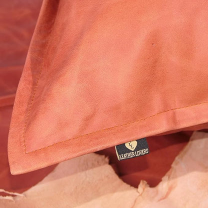 LL LEATHER LOVERS Lambskin Leather Pillow Cover - Sofa Cushion Case - Decorative Throw Covers for Living Room & Bedroom, 22x22 Inches - Tan Orange Box Pack of 2