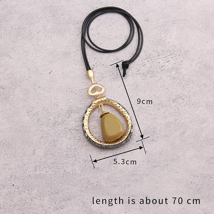 Leather Necklace for Women Boho Choker Necklace Long Cord Leather Pendant Bohemian Neckalce Vintage Alloy Pendant Leather Rope Necklace Wooden Necklaces for Women