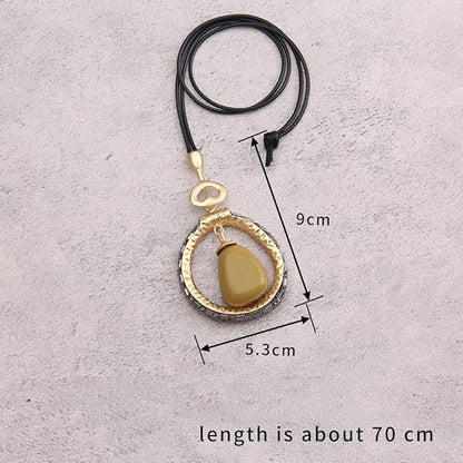 Leather Necklace for Women Boho Choker Necklace Long Cord Leather Pendant Bohemian Neckalce Vintage Alloy Pendant Leather Rope Necklace Wooden Necklaces for Women