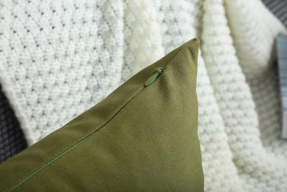 TangDepot Handmade Decorative Solid 100% Cotton Canvas Throw Pillow Covers/Pillow Shams, (22"x22", Olive Green)